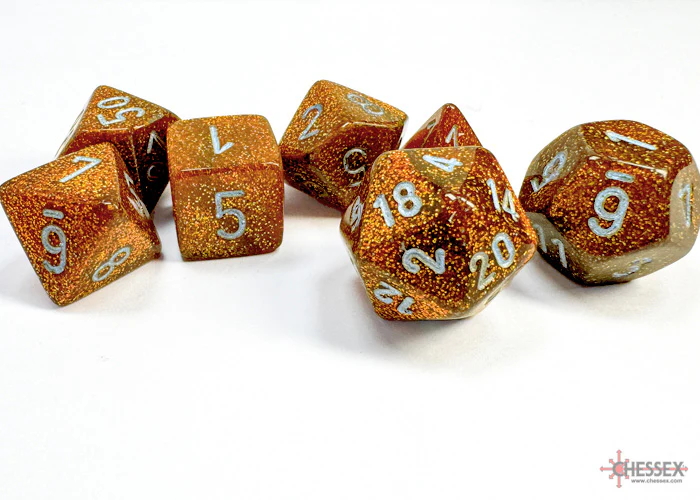 Glitter Gold/silver Polyhedral 7-Dice Set - Image 3