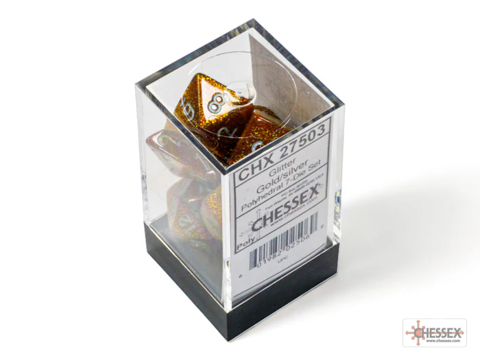 Glitter Gold/silver Polyhedral 7-Dice Set - Image 4