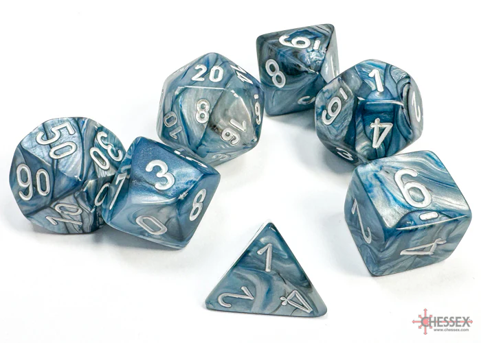 Lustrous Slate/white Polyhedral 7-Dice Set - Image 4