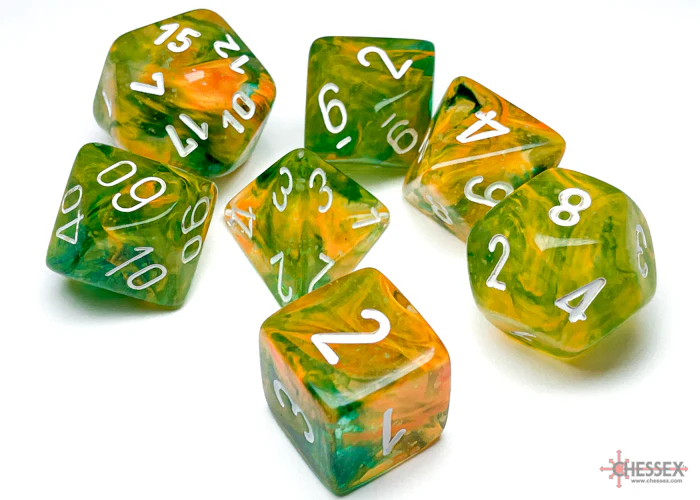 Nebula Spring/white Luminary Polyhedral 7-Dice Set - Image 3